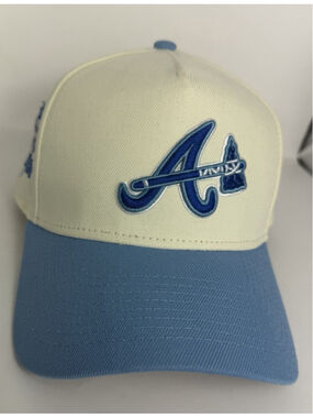 New Era Atlanta Braves 9FIFTY A-Frame Snapback Hat Cream Light Blue Cooperstown